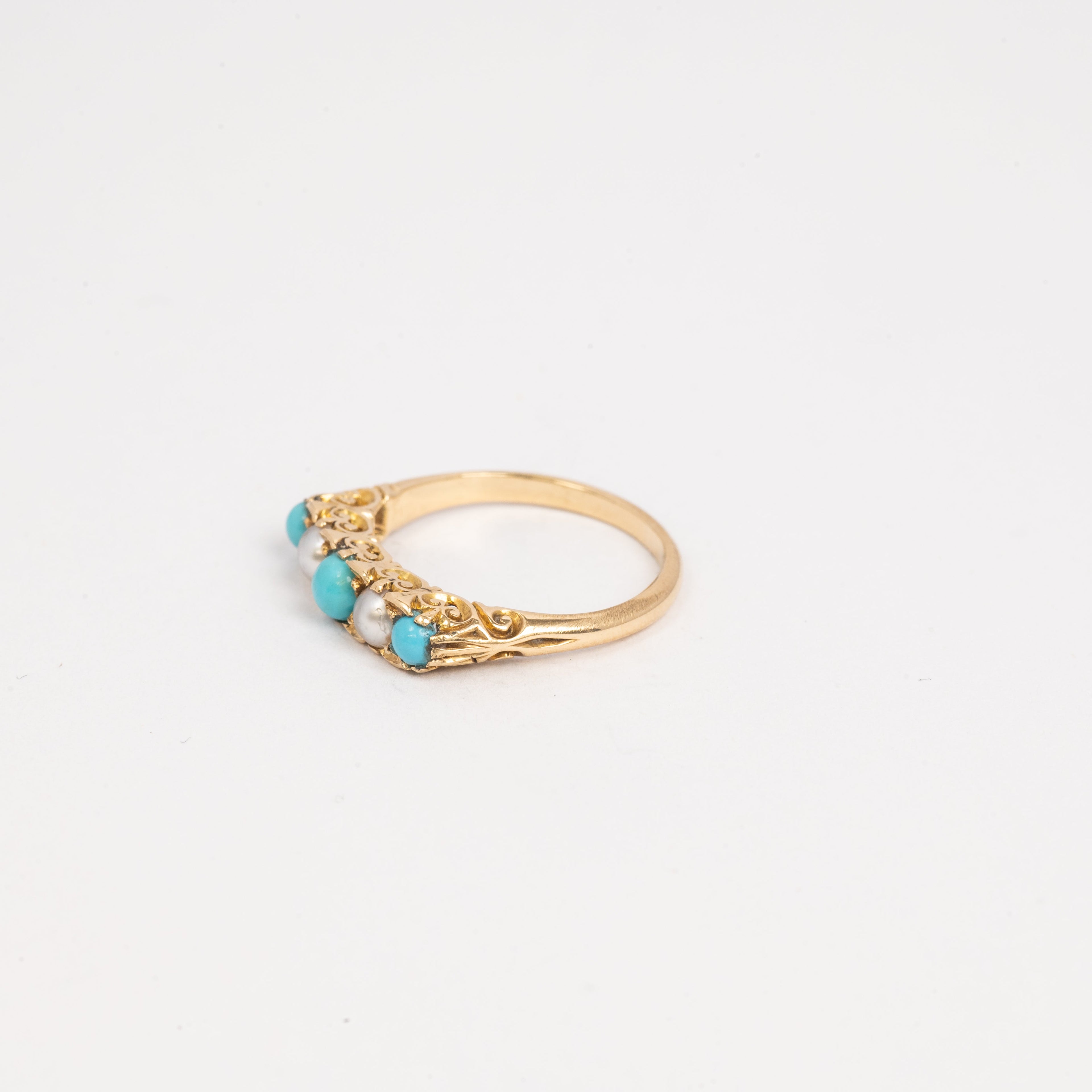 Ladies Turquoise & Pearl Ring
