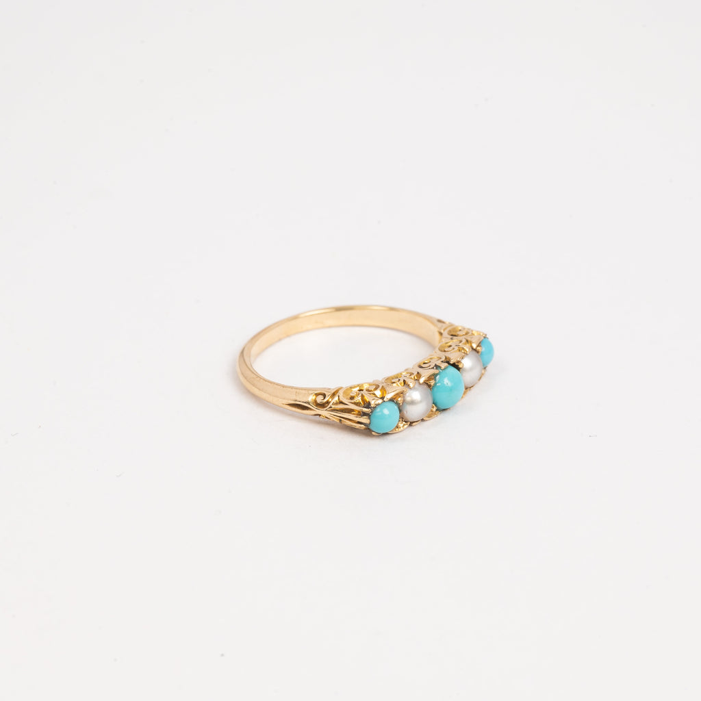 Ladies Turquoise & Pearl Ring