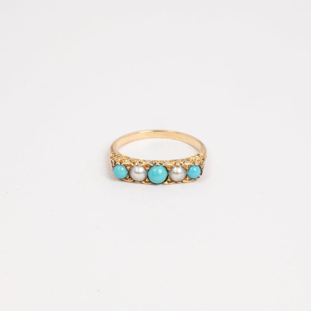 Ladies Turquoise & Pearl Ring