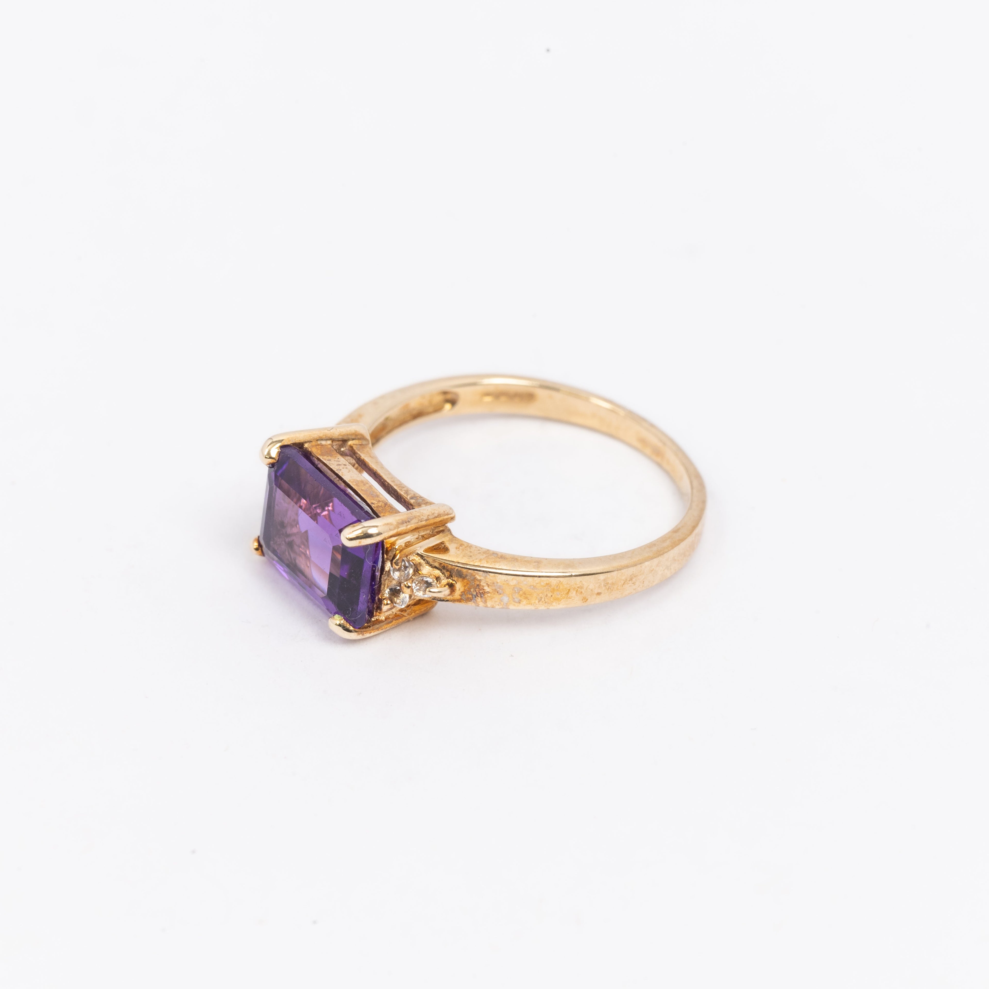 Ladies Emerald Cut Amethyst Ring
