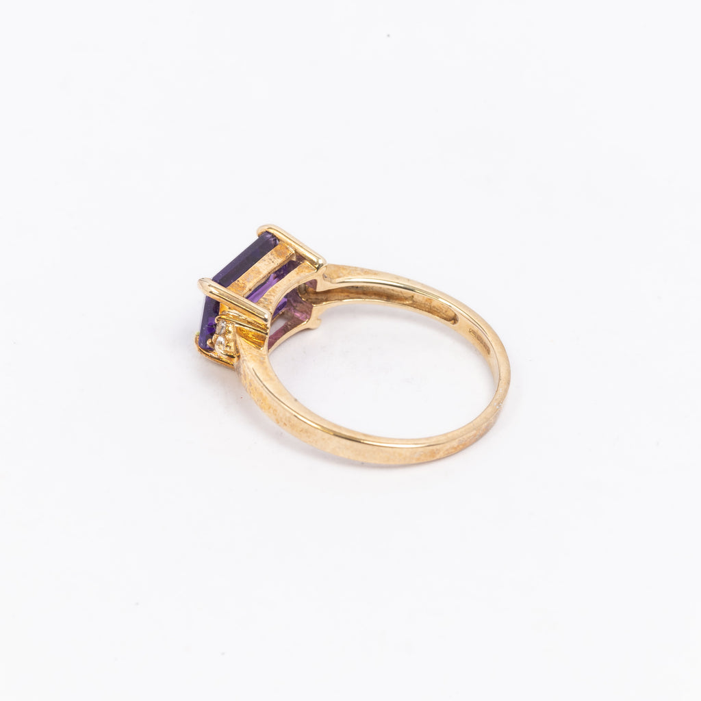 Ladies Emerald Cut Amethyst Ring