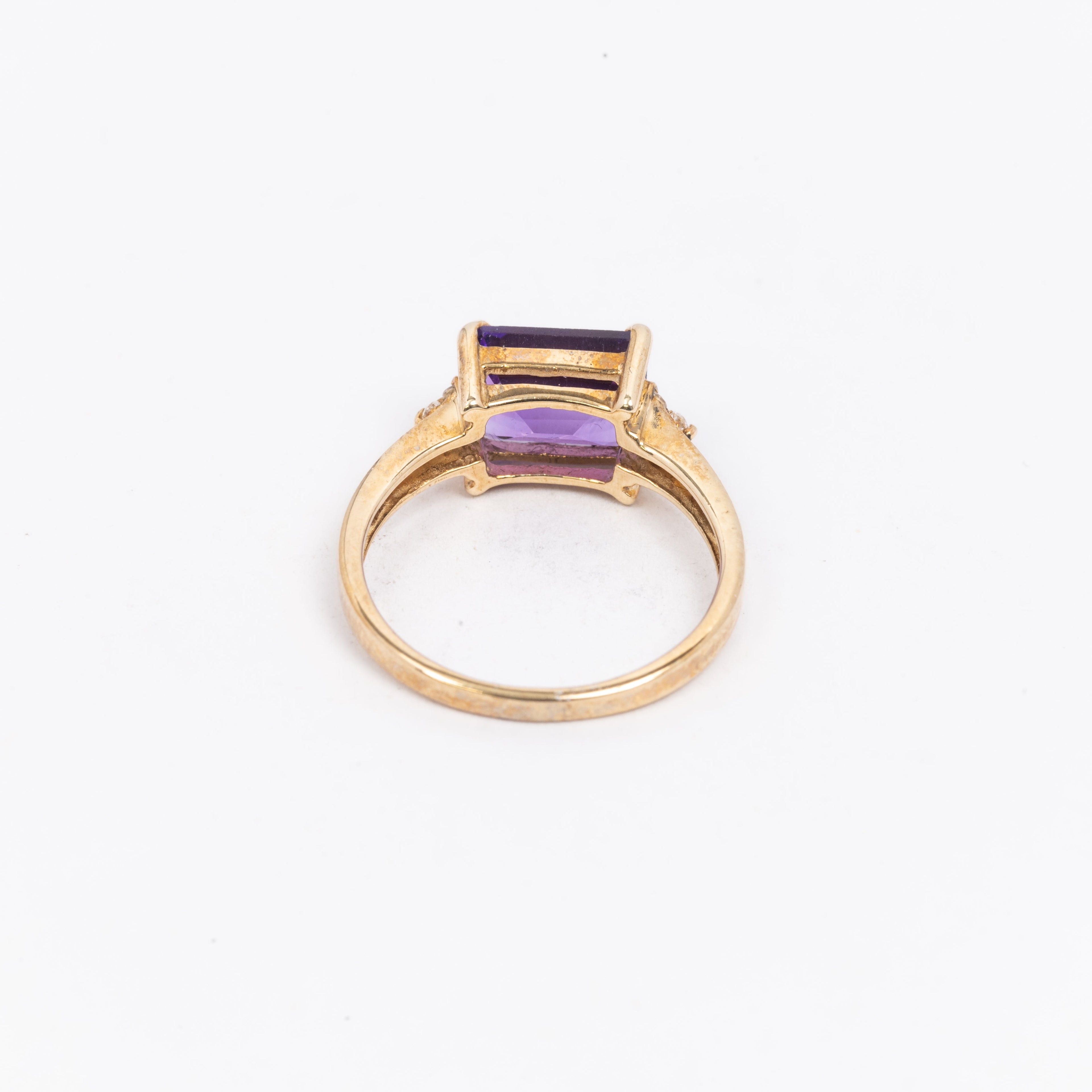 Ladies Emerald Cut Amethyst Ring