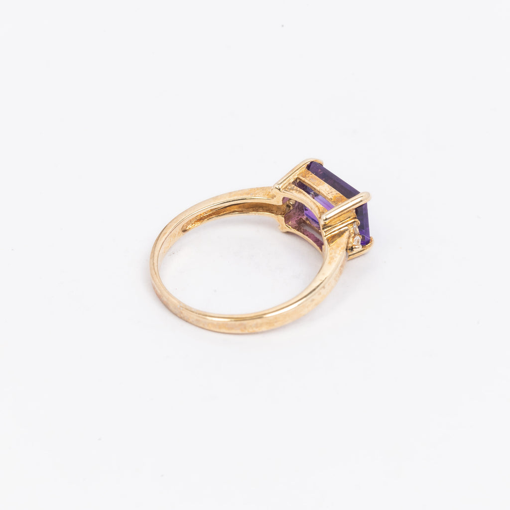 Ladies Emerald Cut Amethyst Ring