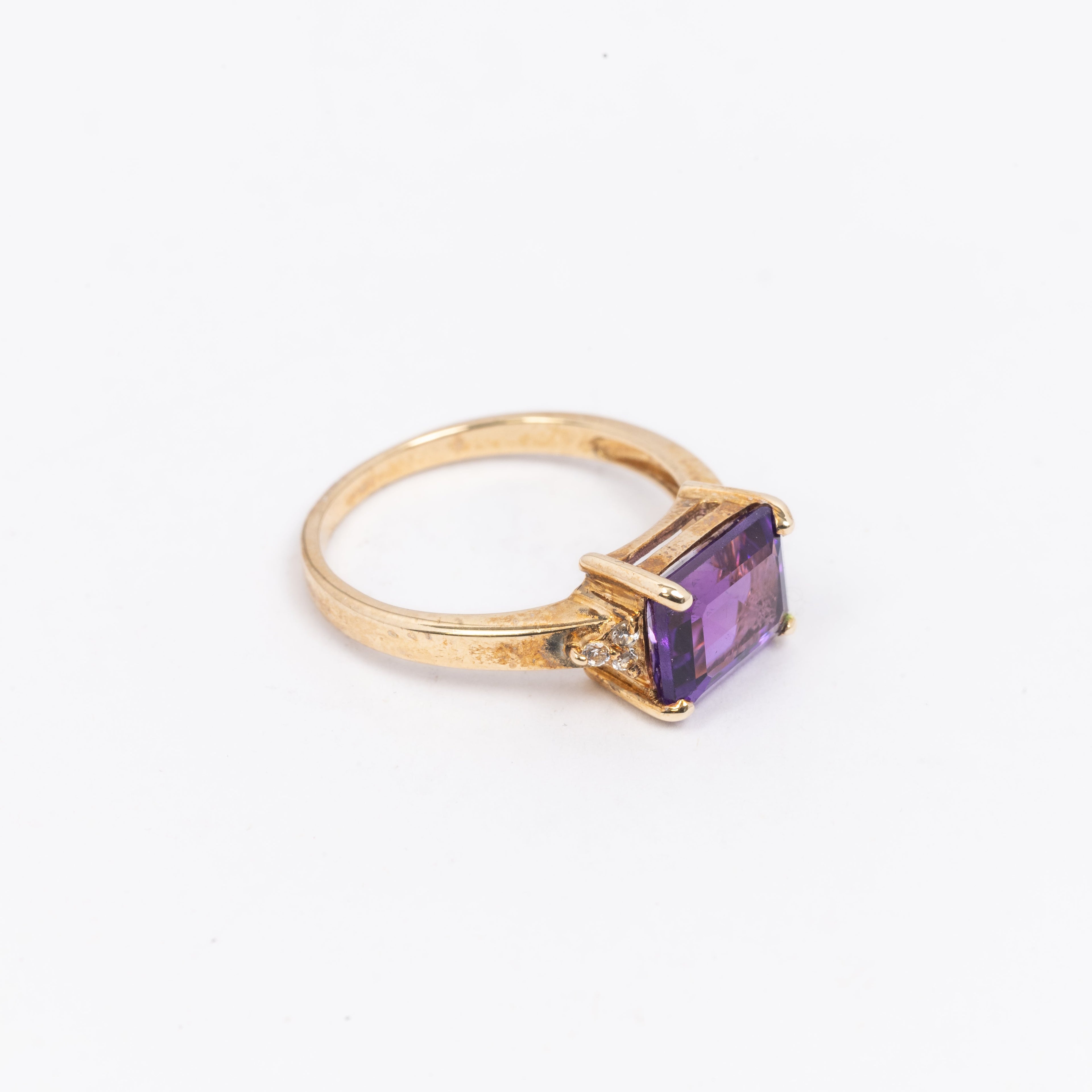 Ladies Emerald Cut Amethyst Ring