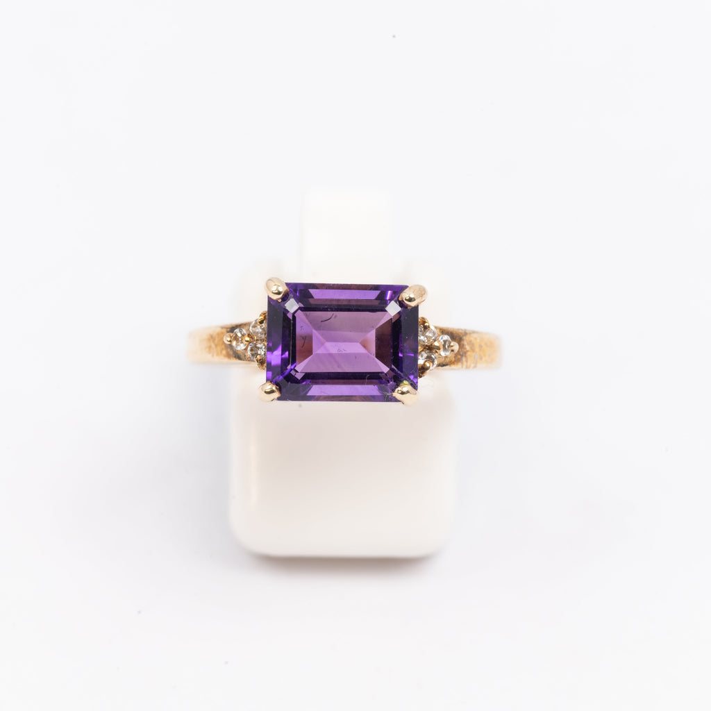 Ladies Emerald Cut Amethyst Ring