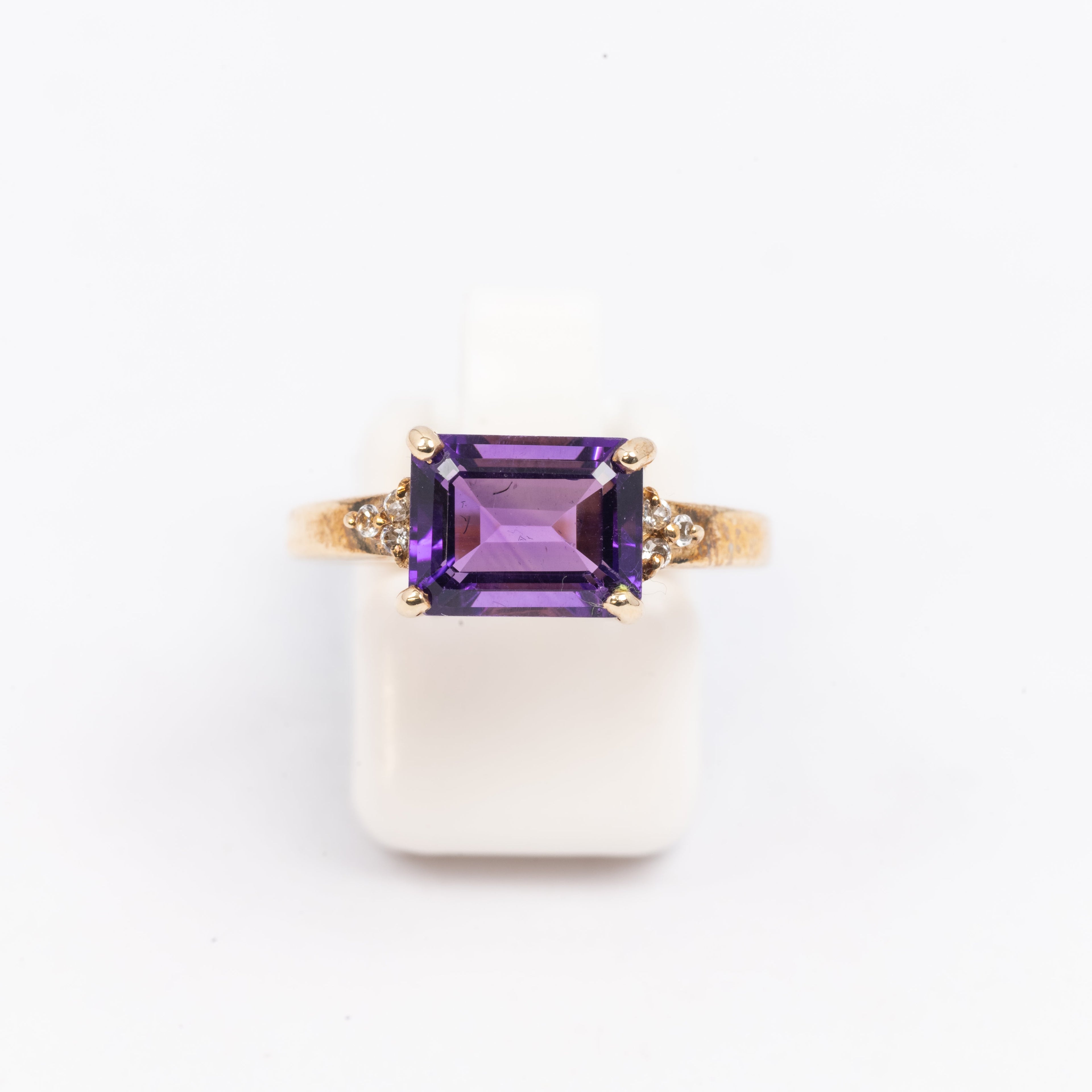 Ladies Emerald Cut Amethyst Ring