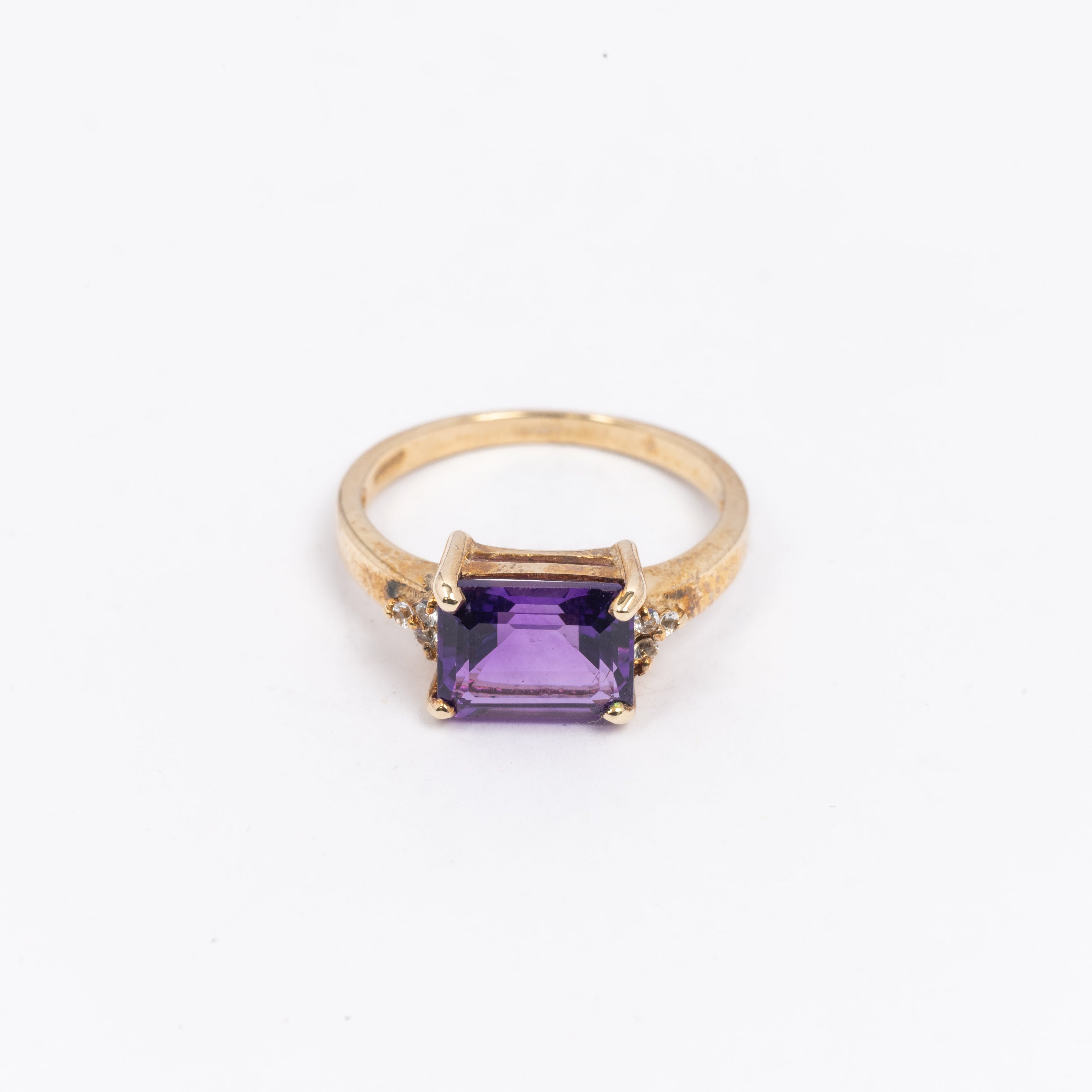 Ladies Emerald Cut Amethyst Ring