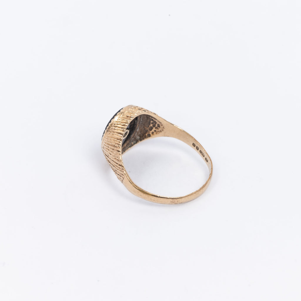 Mens Onyx & Diamond Signet Ring