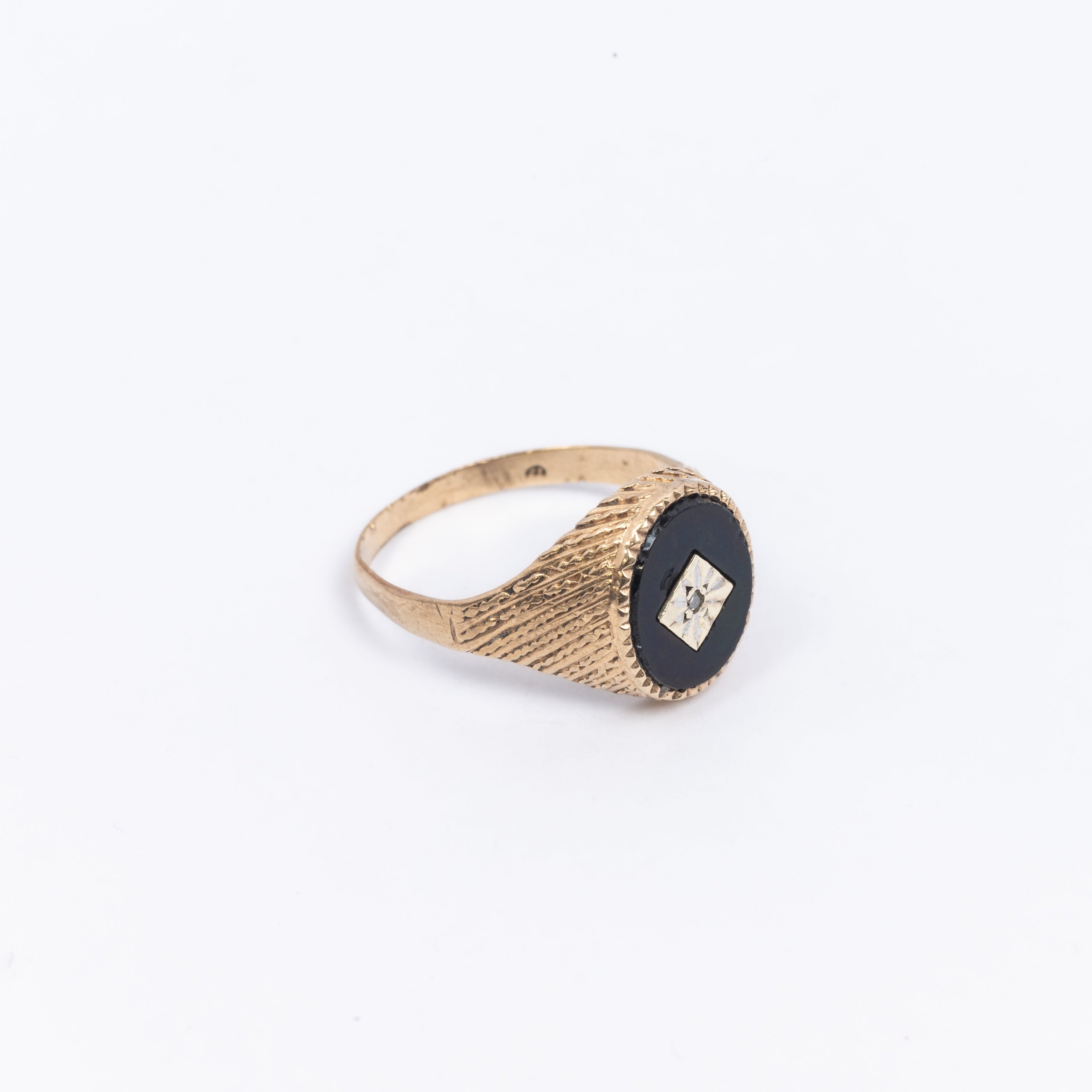 Mens Onyx & Diamond Signet Ring