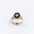 Mens Onyx & Diamond Signet Ring