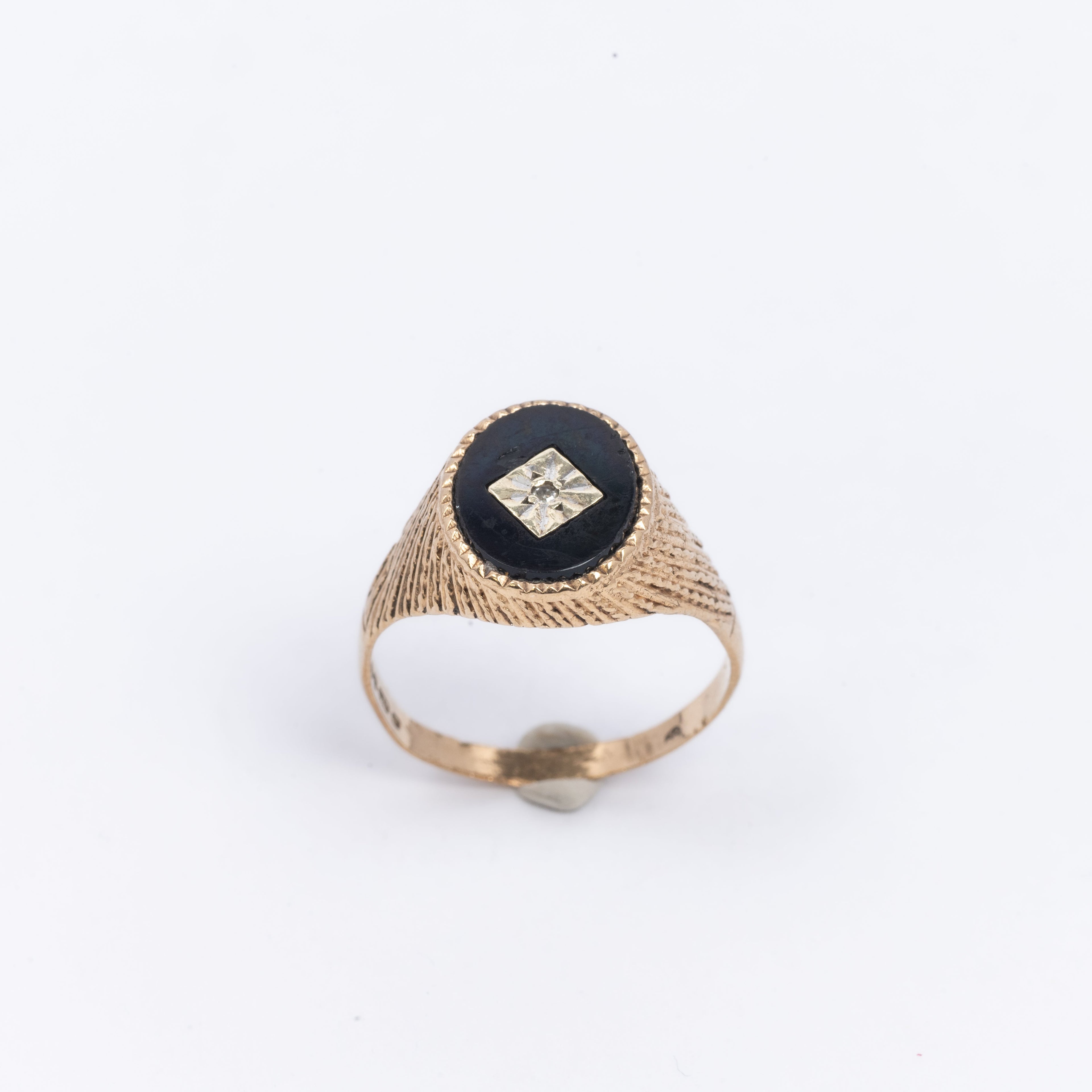 Mens Onyx & Diamond Signet Ring