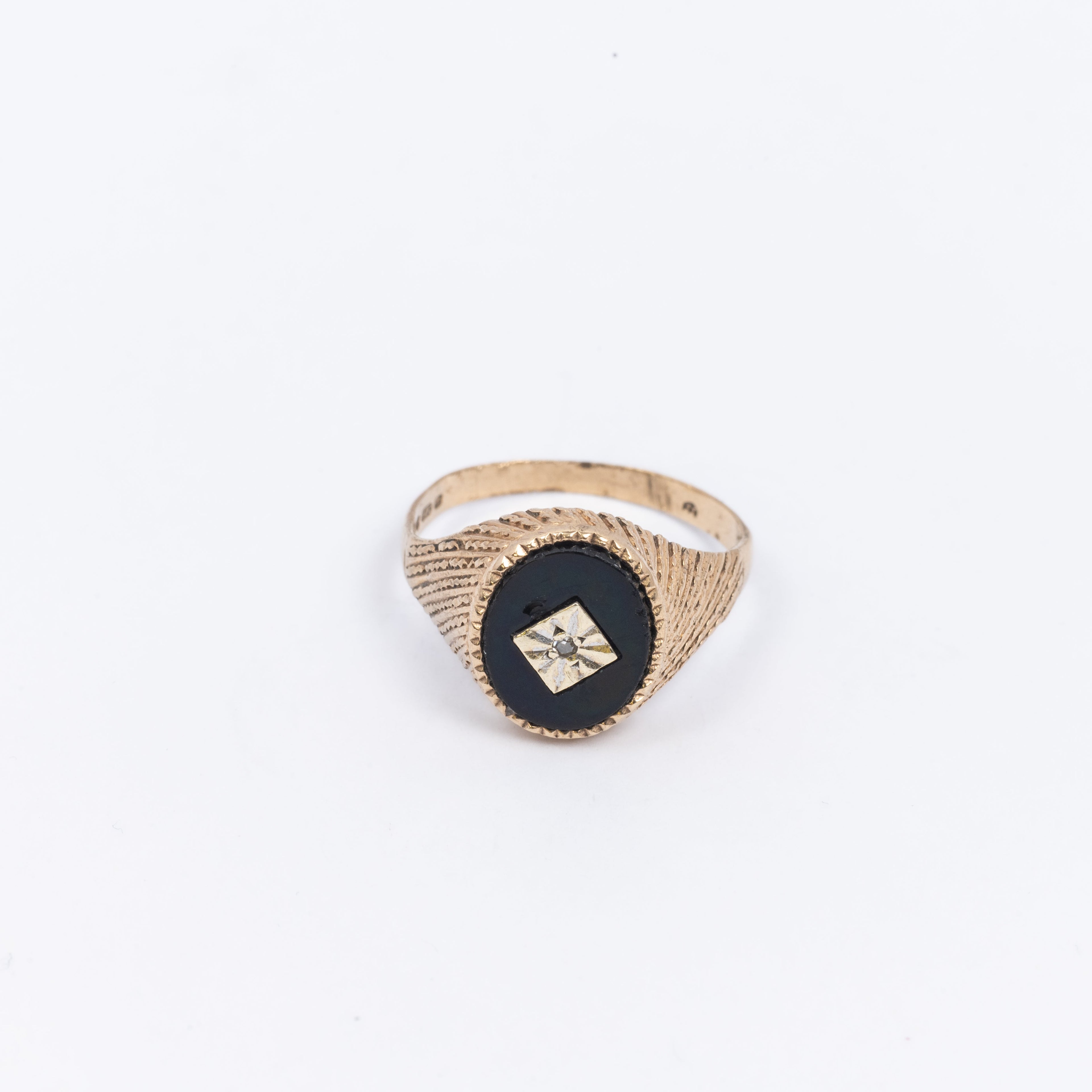 Mens Onyx & Diamond Signet Ring