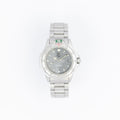 Silver watch with a gray face on a white background