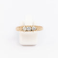 Ladies 3 Stone Engraved Ring