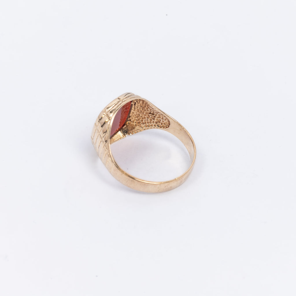 Mens Signet Ring With Deep Red Stone