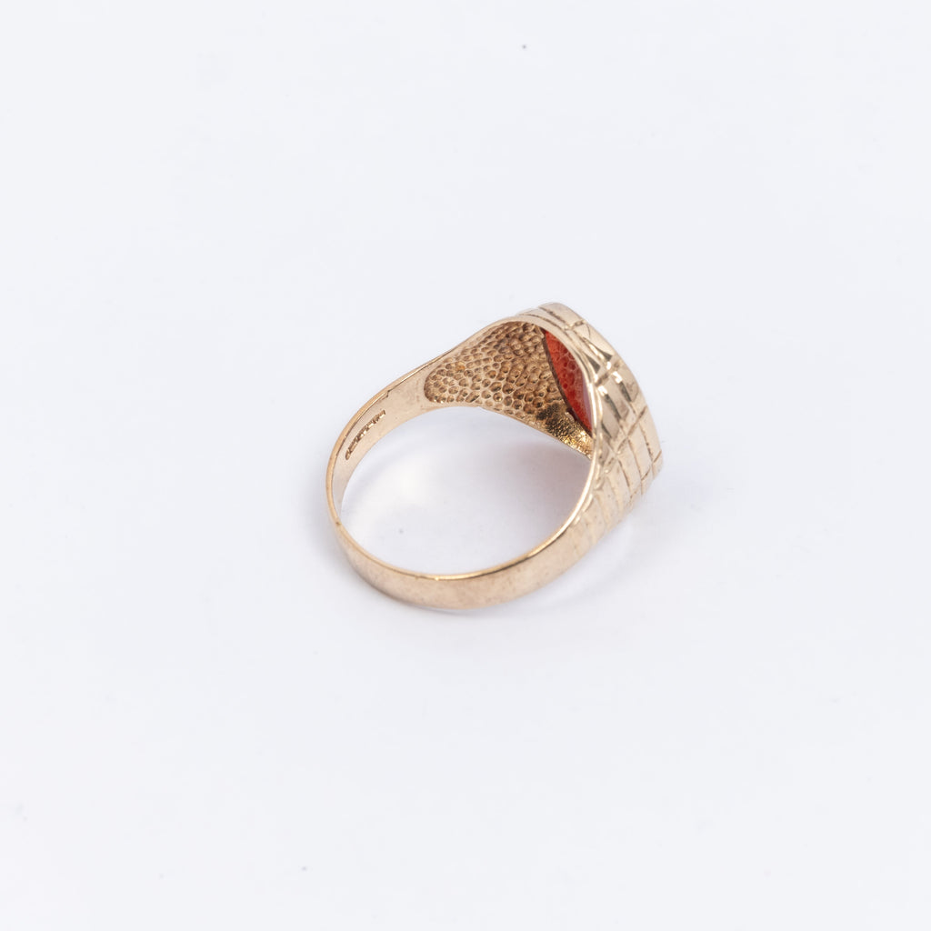 Mens Signet Ring With Deep Red Stone