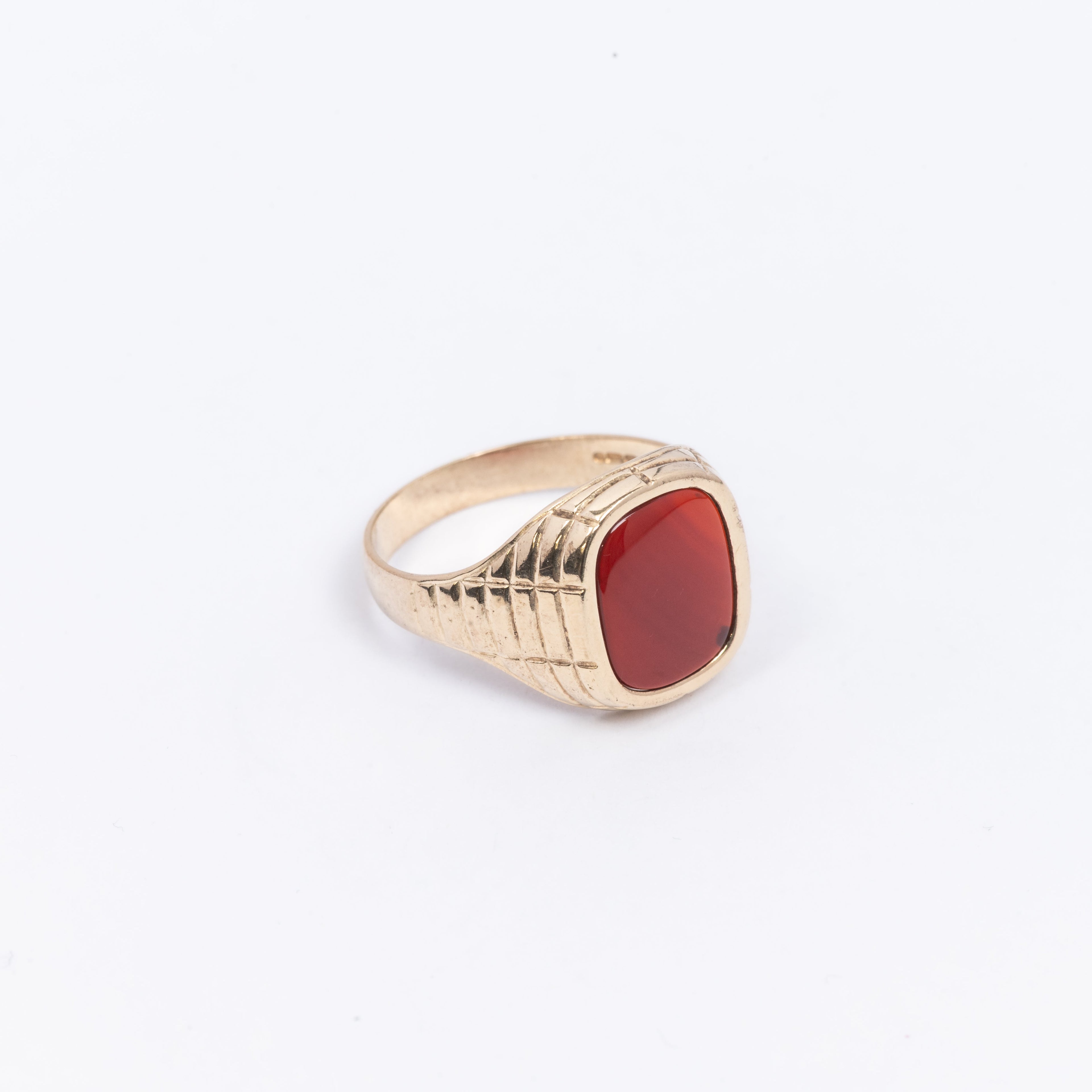 Mens Signet Ring With Deep Red Stone