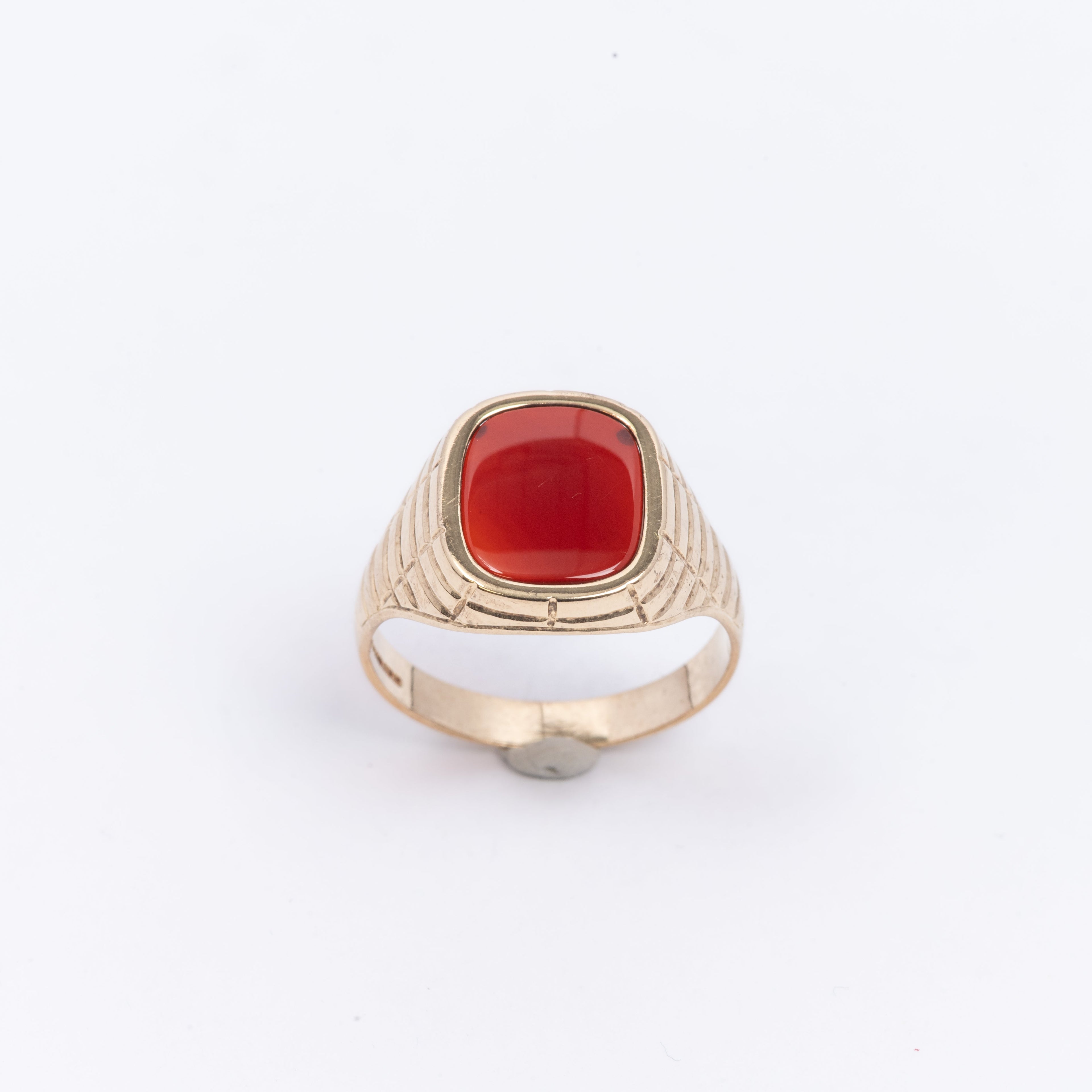 Mens Signet Ring With Deep Red Stone