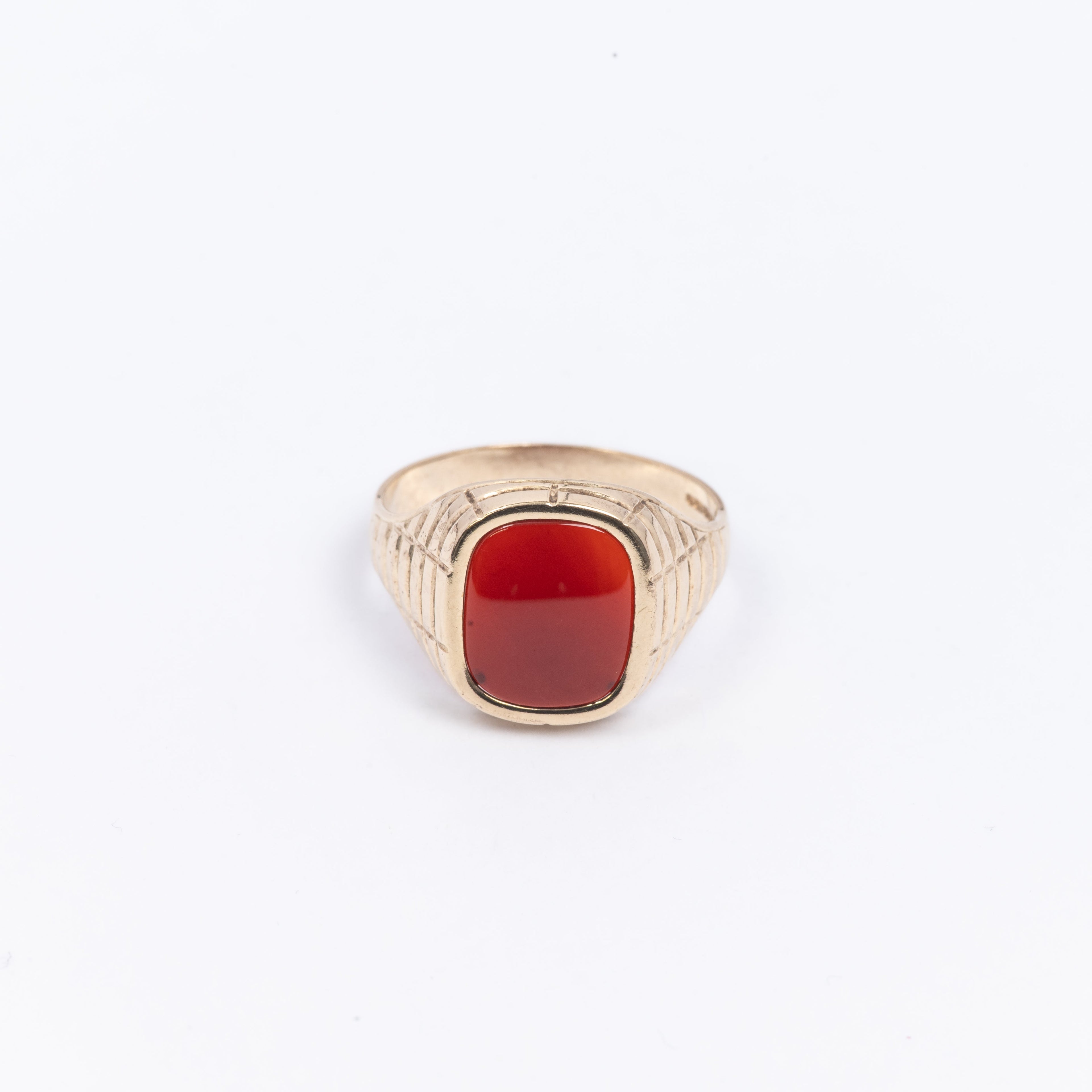 Mens Signet Ring With Deep Red Stone