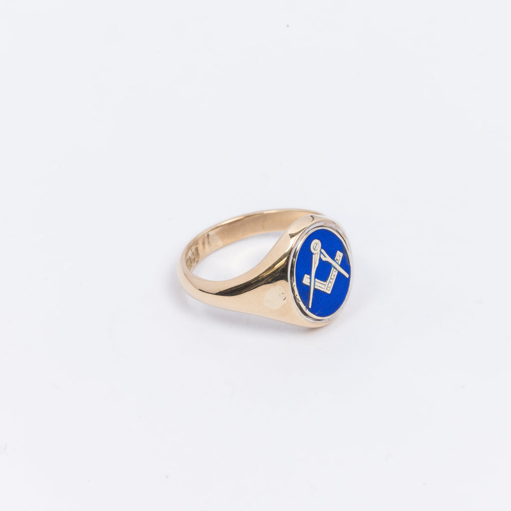 Mens Blue Oval Signet Ring