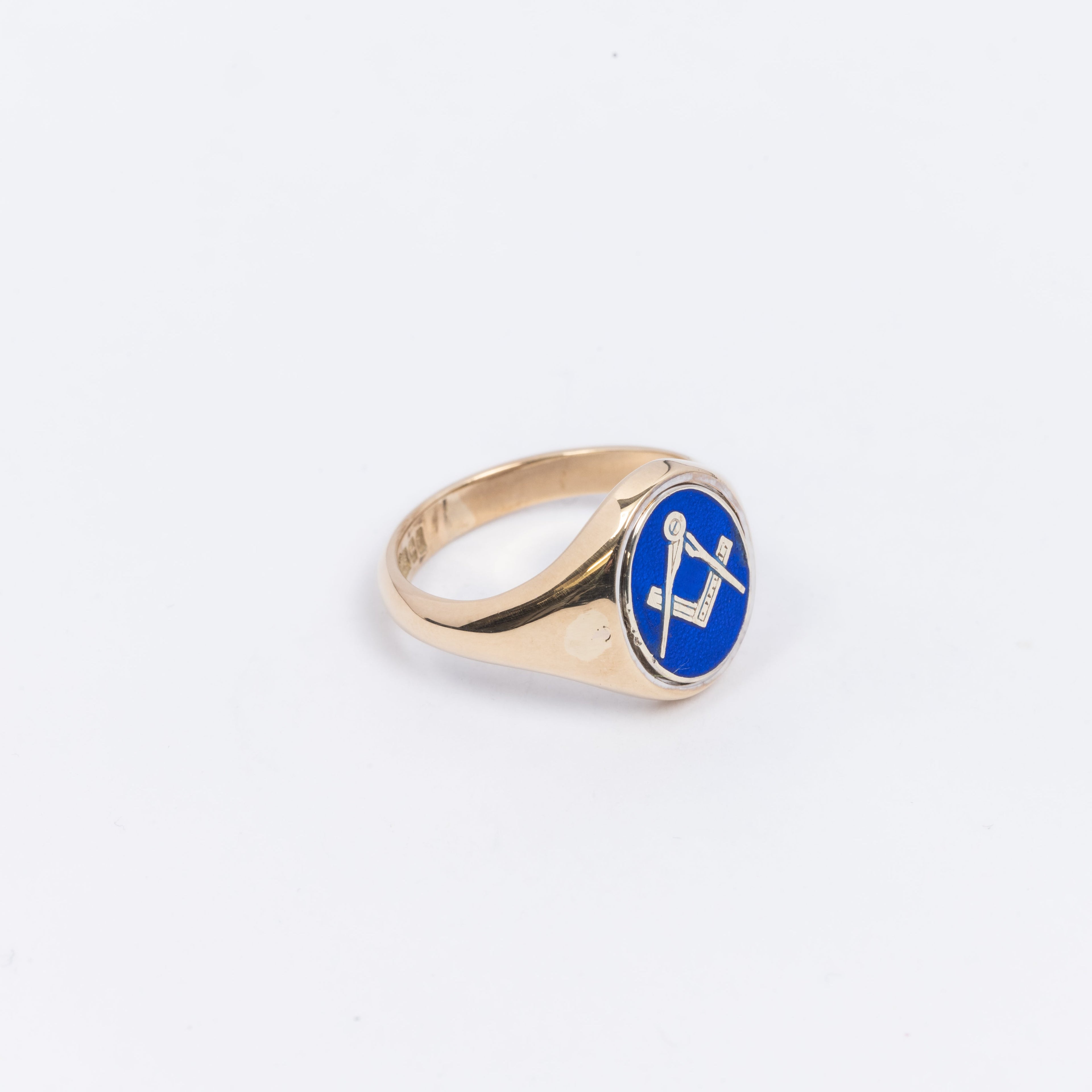 Mens Blue Oval Signet Ring
