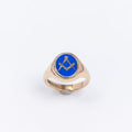 Mens Blue Oval Signet Ring