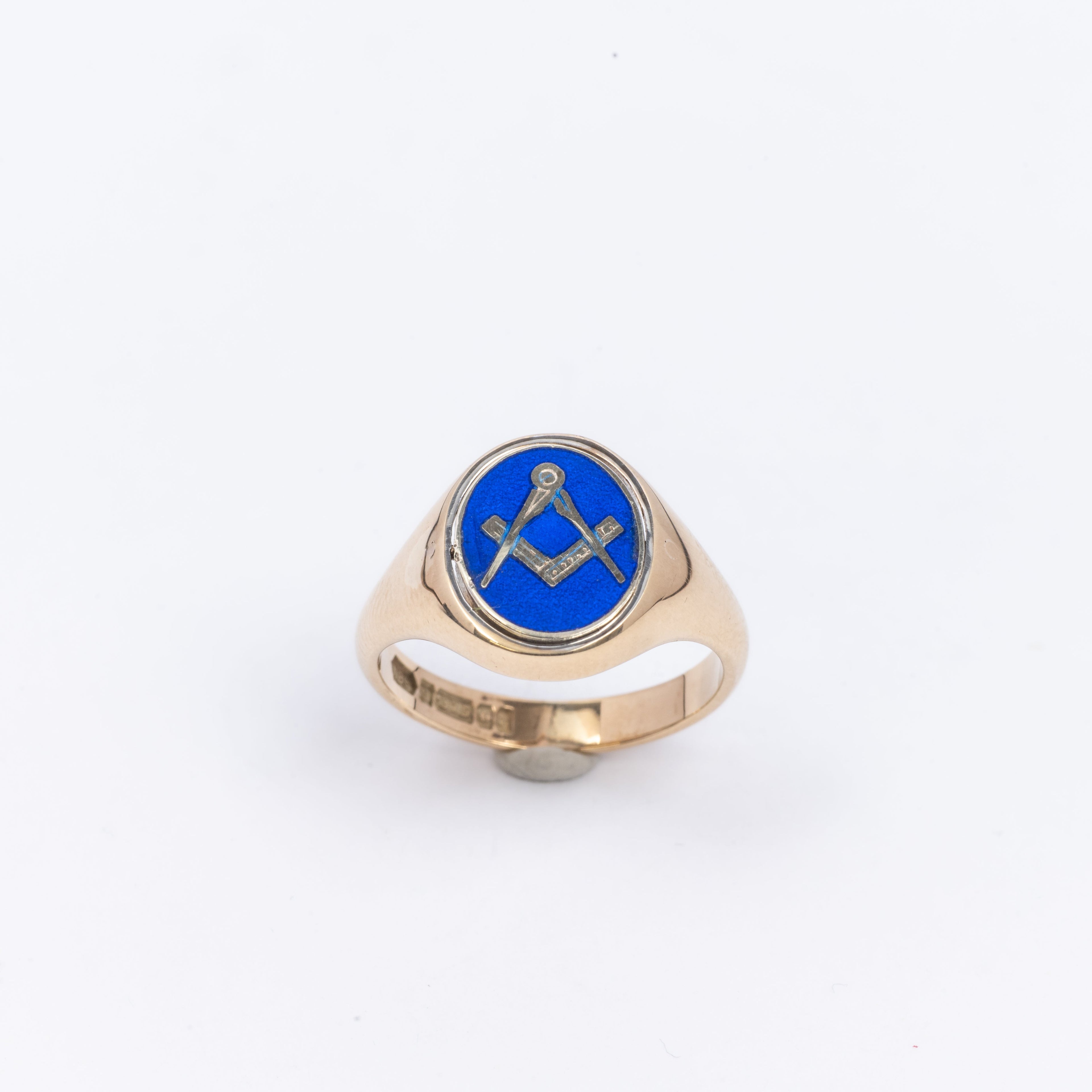 Mens Blue Oval Signet Ring