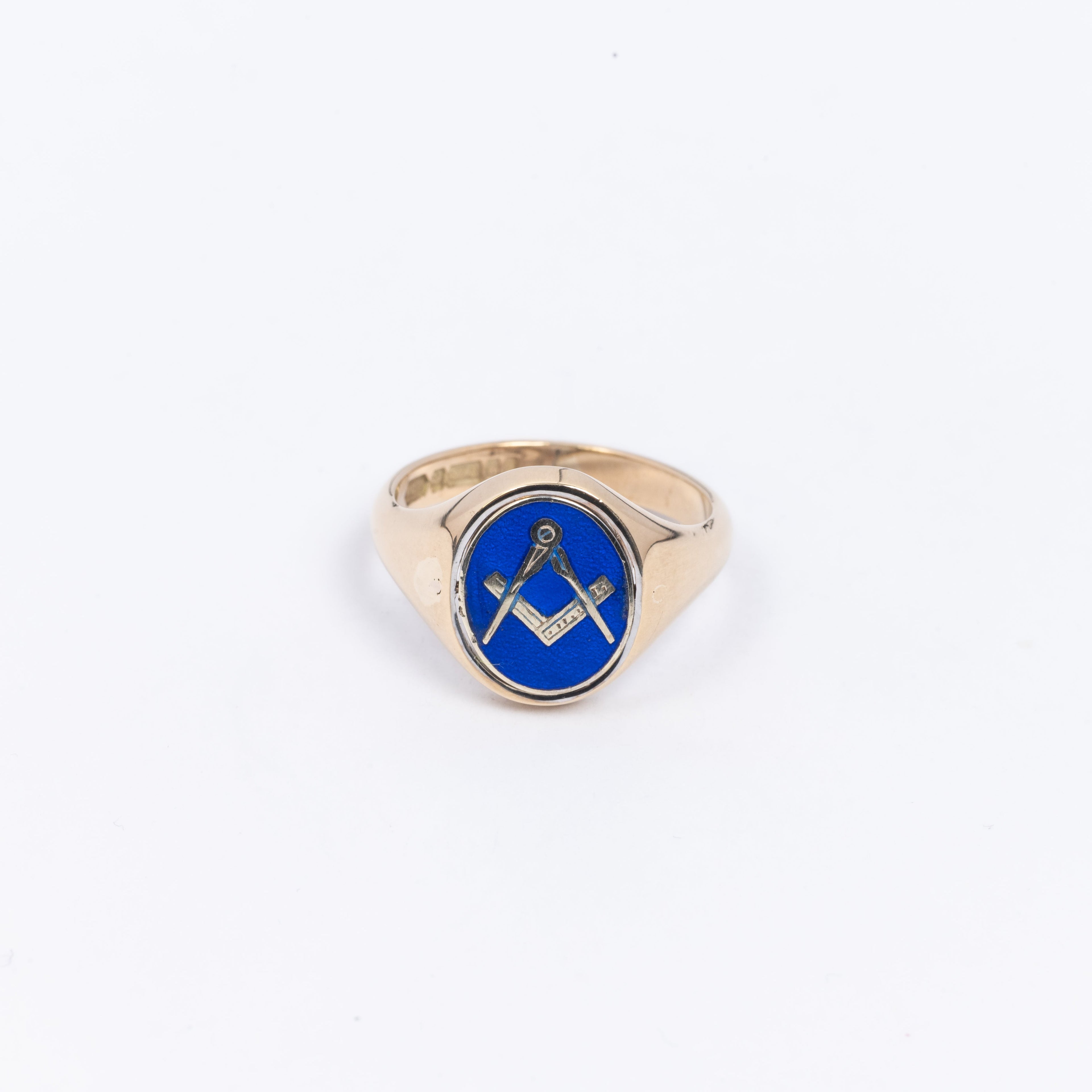 Mens Blue Oval Signet Ring