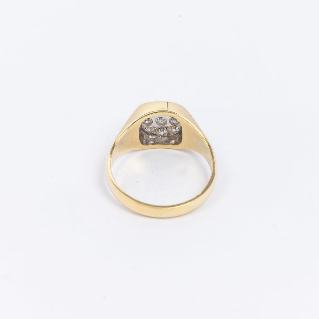 Mens Square Signet Pave Ring