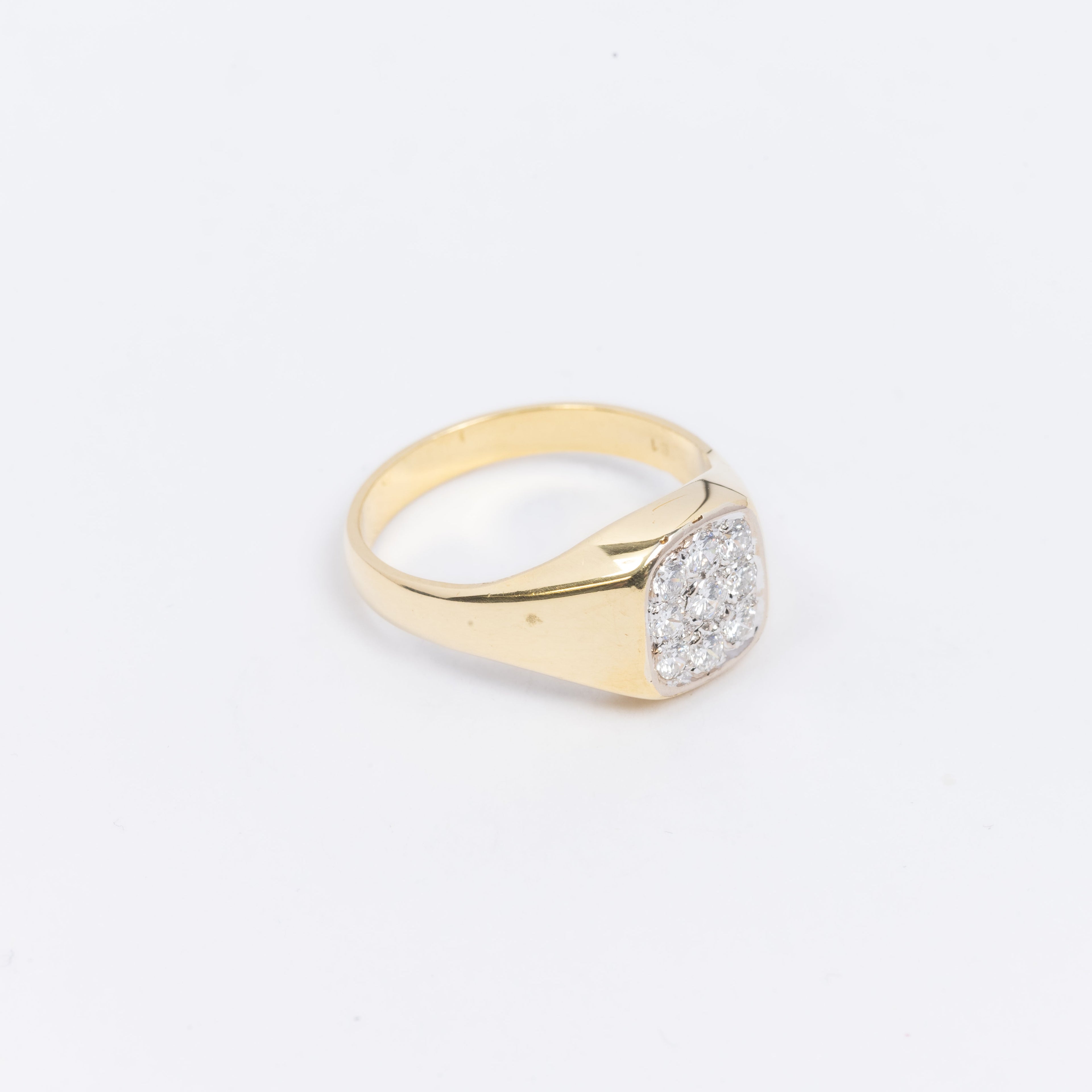 Mens Square Signet Pave Ring