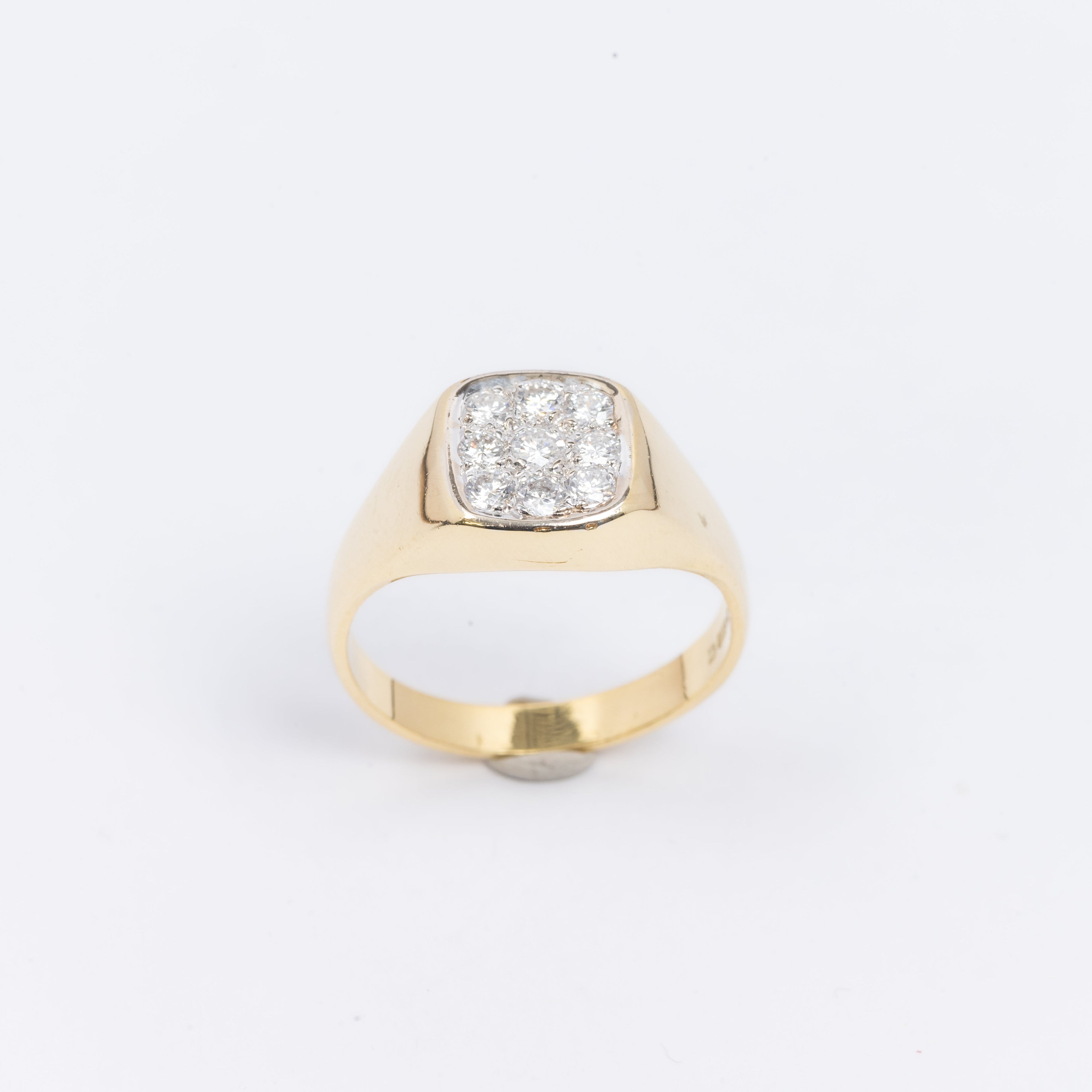 Mens Square Signet Pave Ring