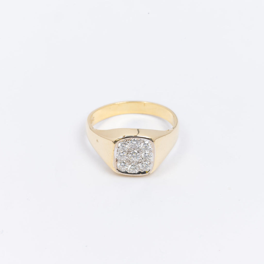 Mens Square Signet Pave Ring