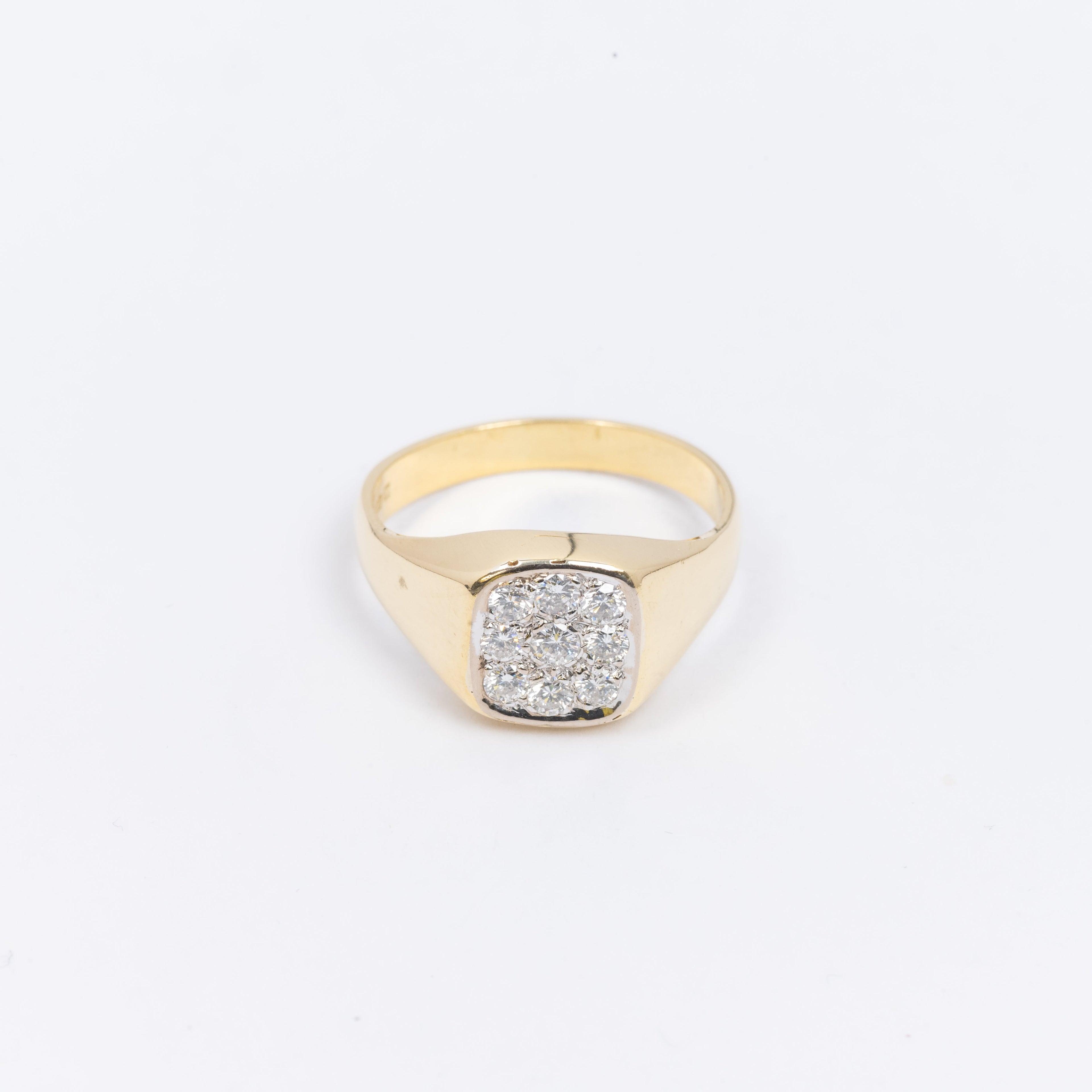 Mens Square Signet Pave Ring