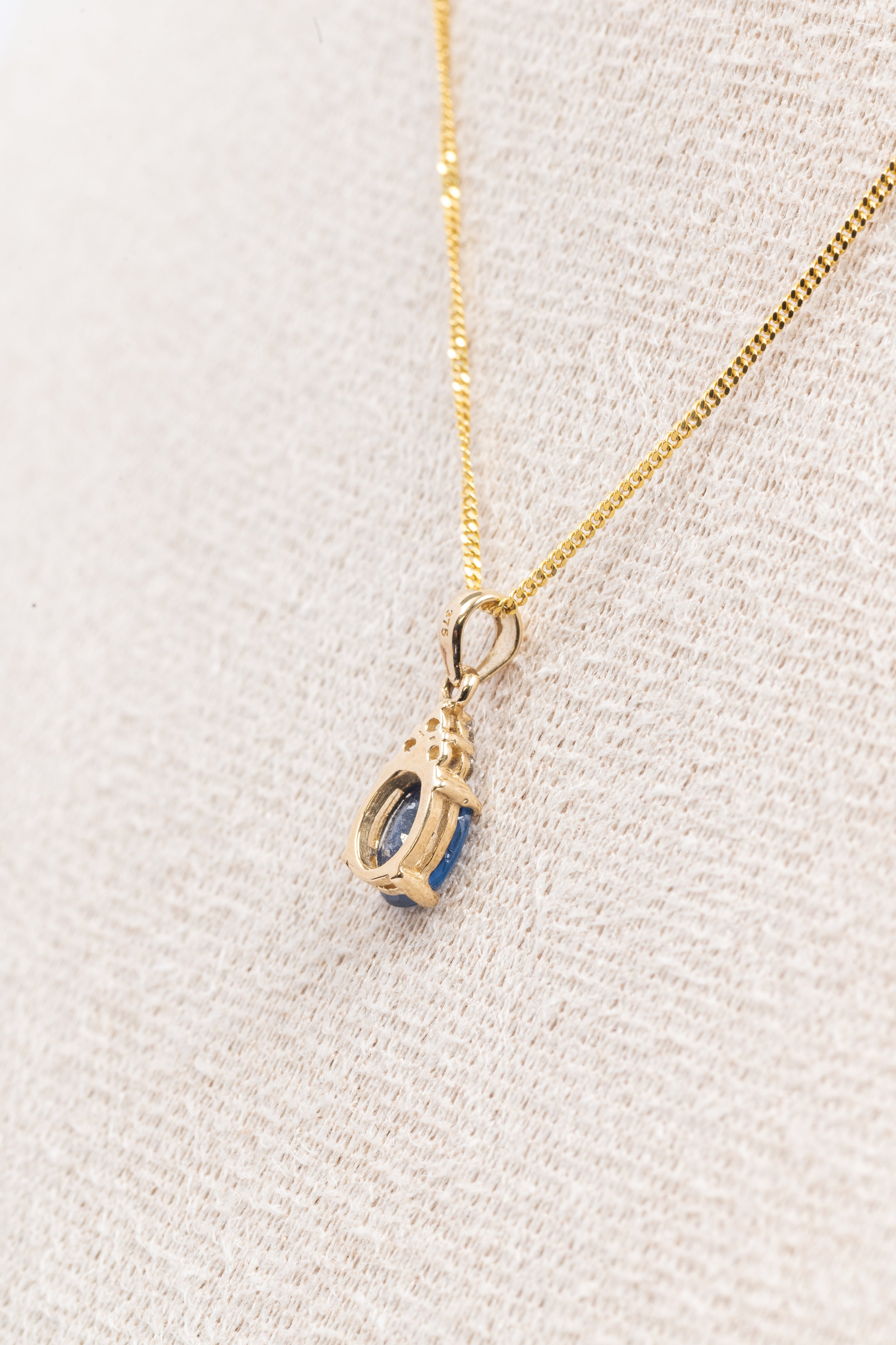 Sapphire and Diamond Pendant & Chain