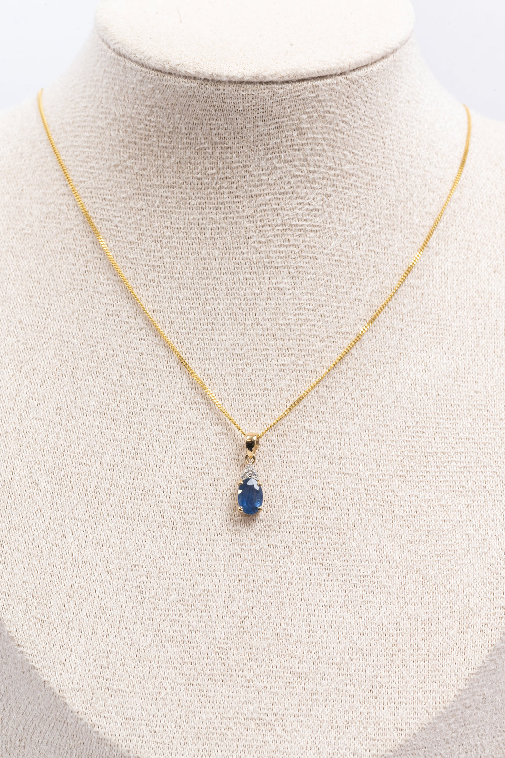 Sapphire and Diamond Pendant & Chain