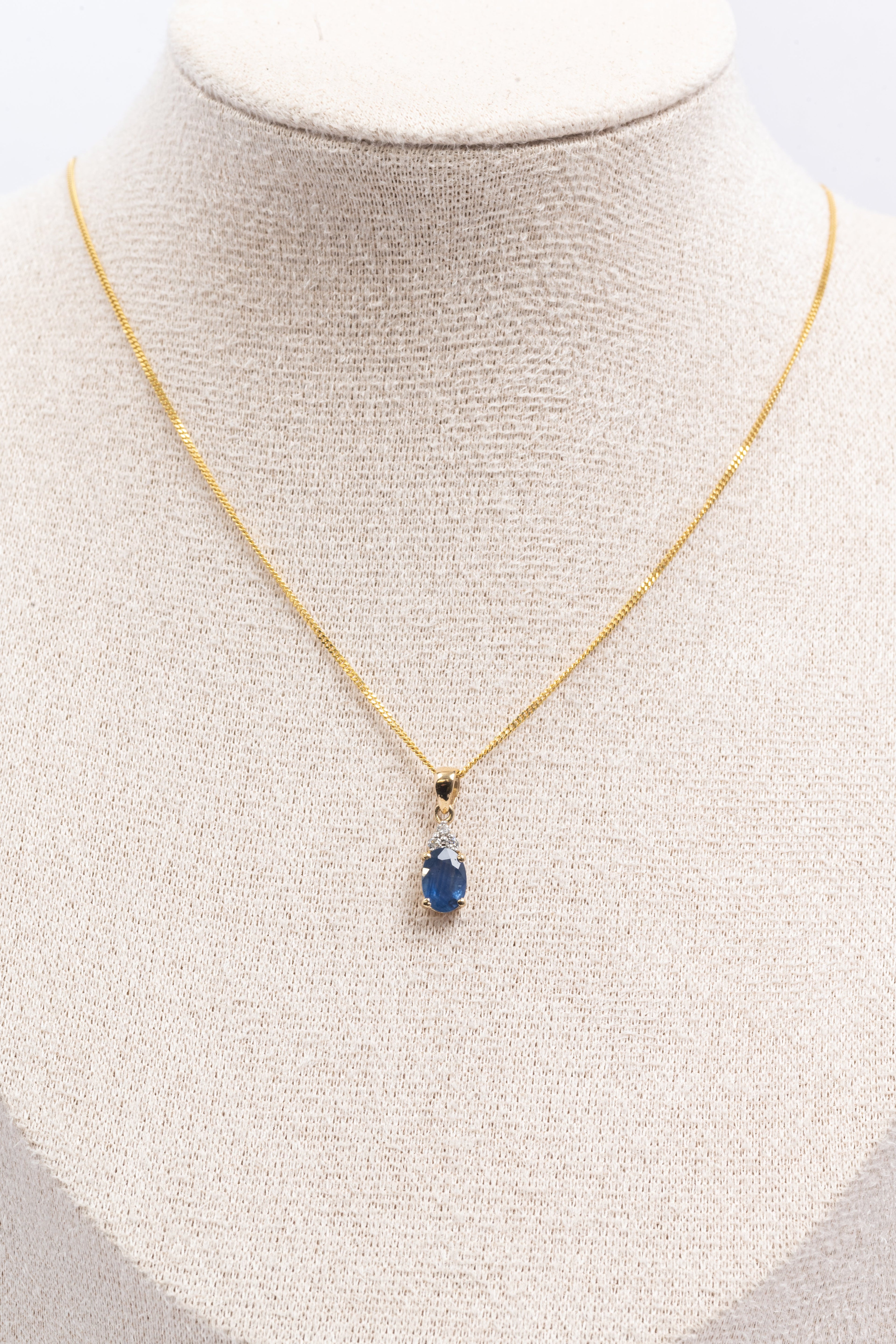 Sapphire and Diamond Pendant & Chain