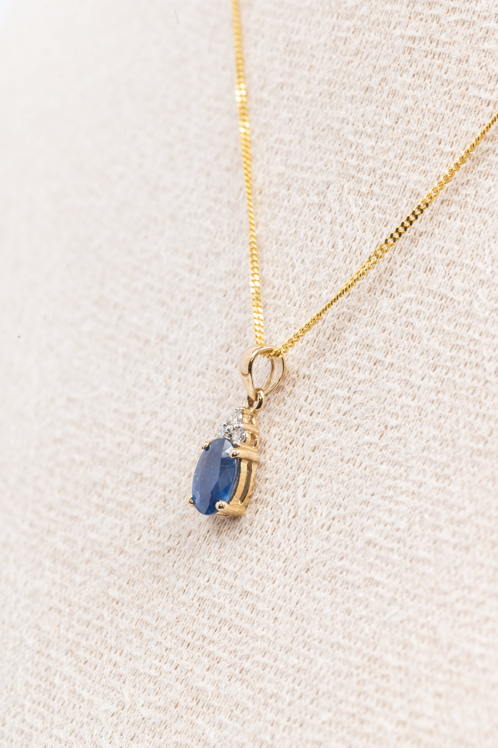 Sapphire and Diamond Pendant & Chain