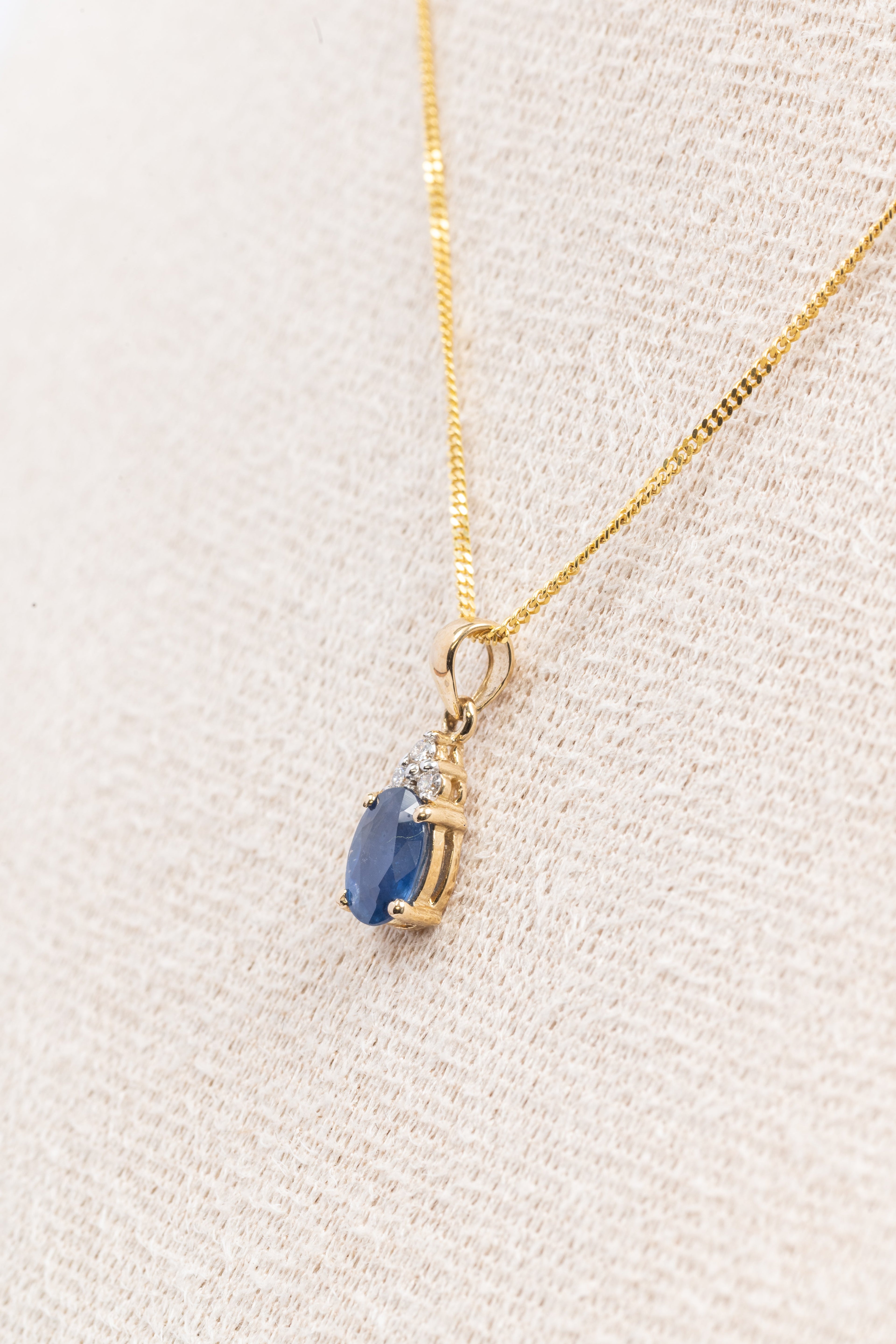 Sapphire and Diamond Pendant & Chain