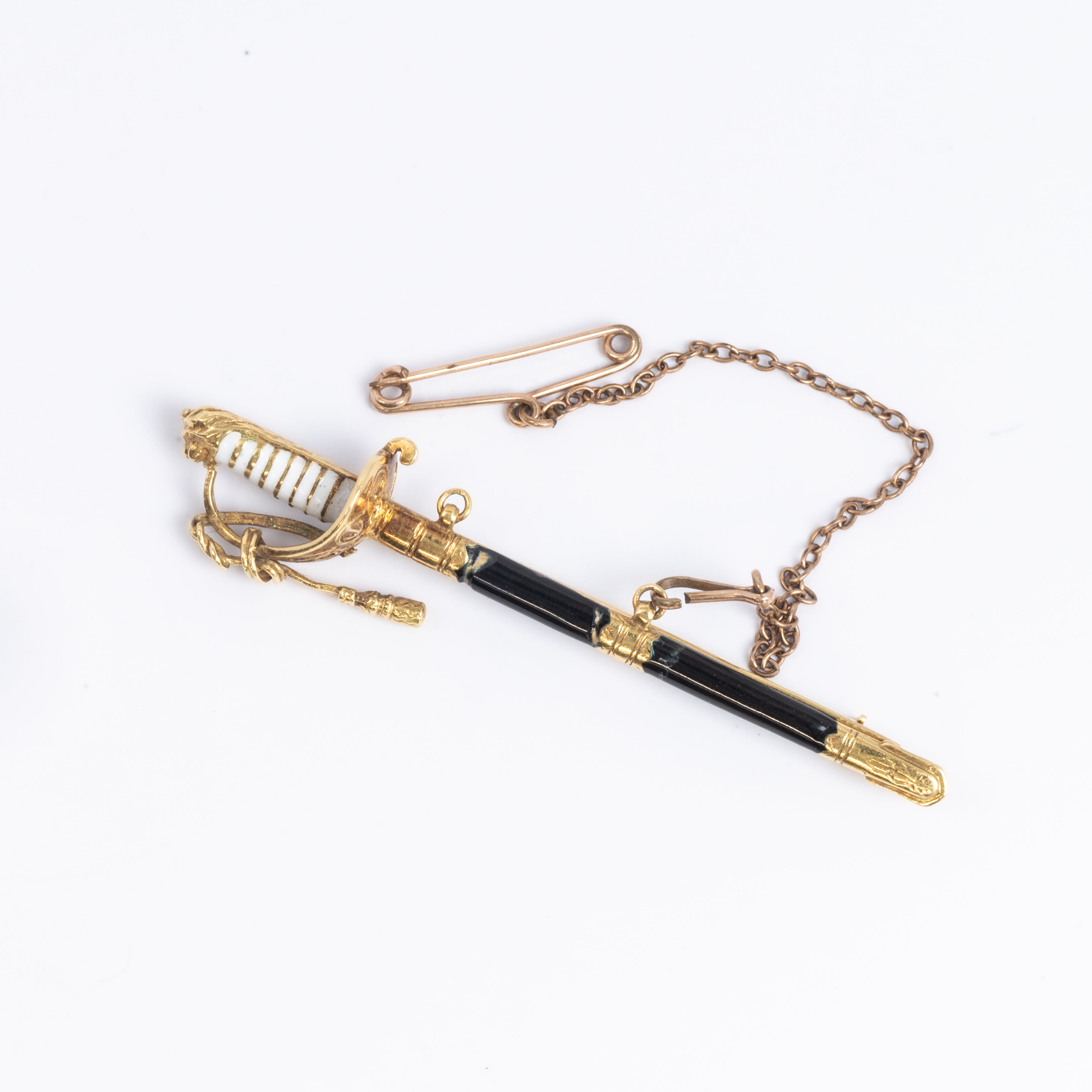 Enamel Sabre Sword Brooch