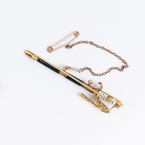 Enamel Sabre Sword Brooch