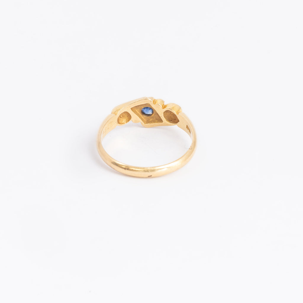 c1905 Sapphire & Pearl Gold Ring