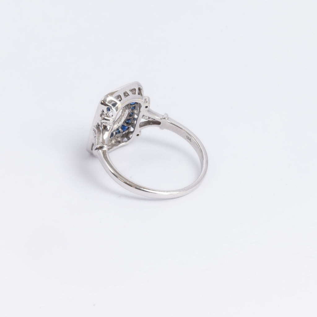 Art Deco Style Diamond & Sapphire Ring