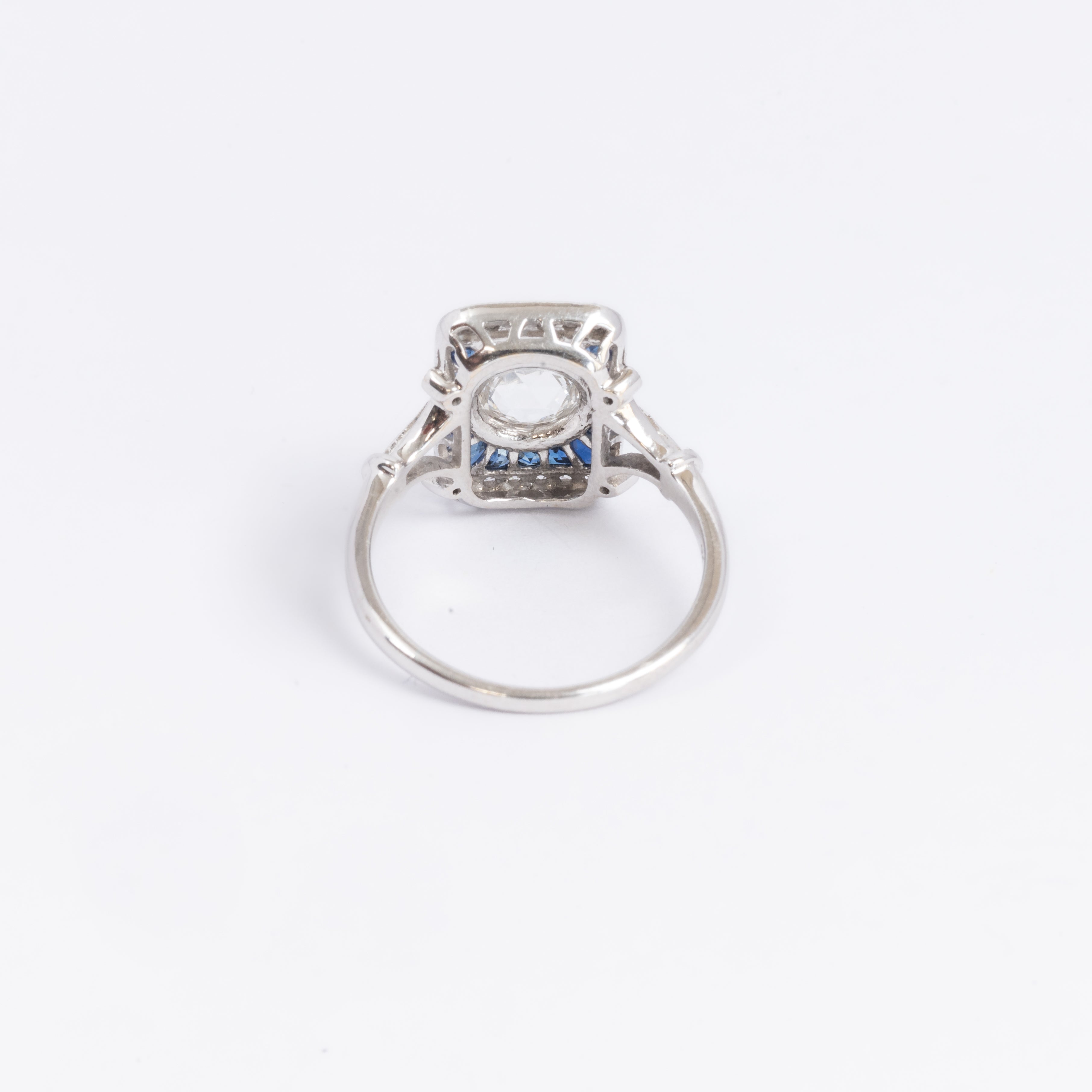 Art Deco Style Diamond & Sapphire Ring