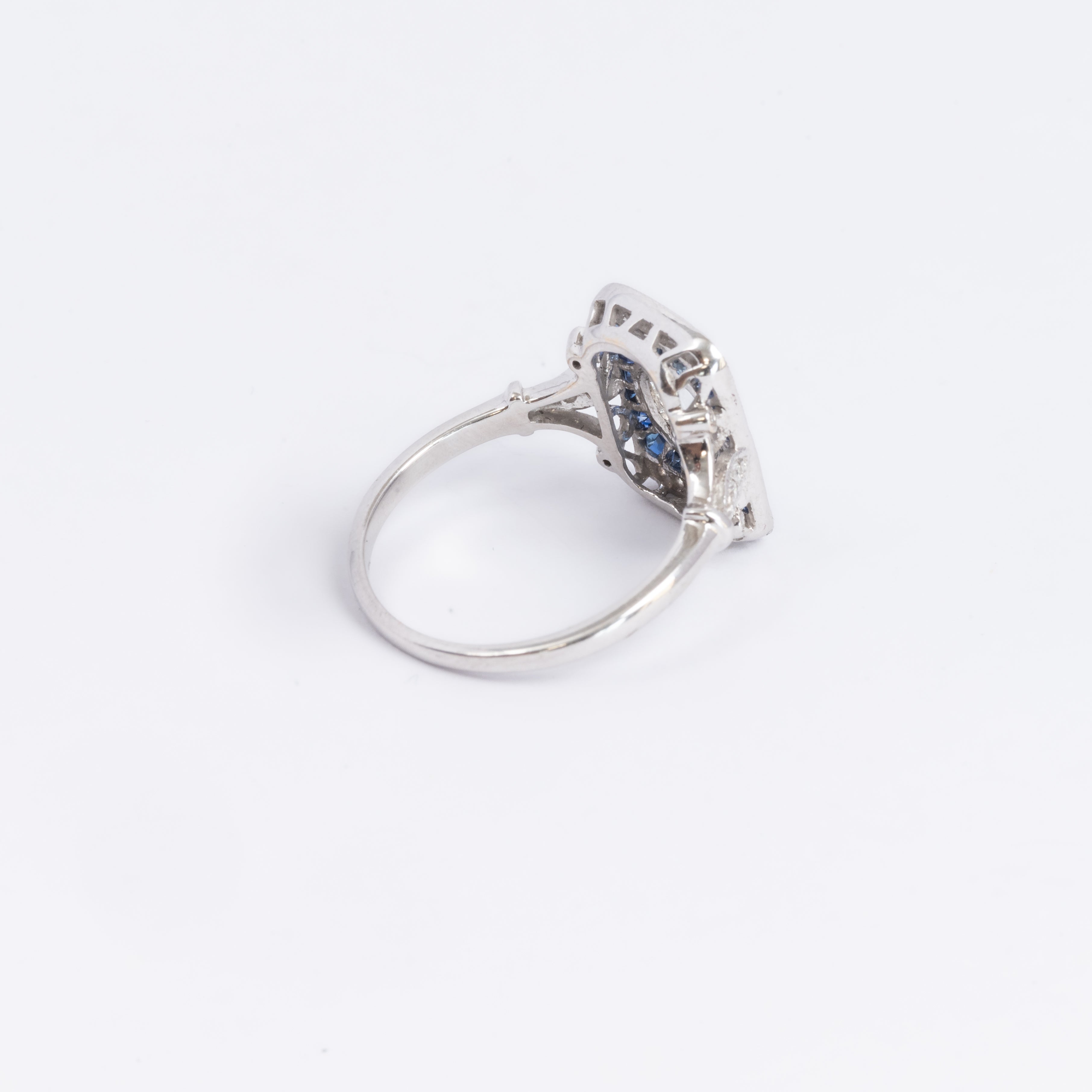 Art Deco Style Diamond & Sapphire Ring