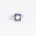 Art Deco Style Diamond & Sapphire Ring