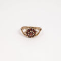 Ladies Garnet Flower Ring