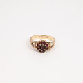 Ladies Garnet Flower Ring