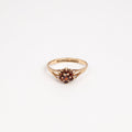 Ladies Small Garnet Flower Ring