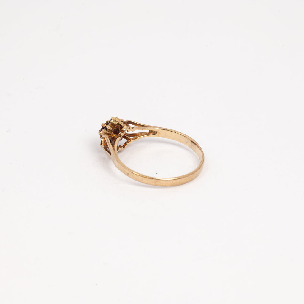 Ladies Small Garnet Flower Ring