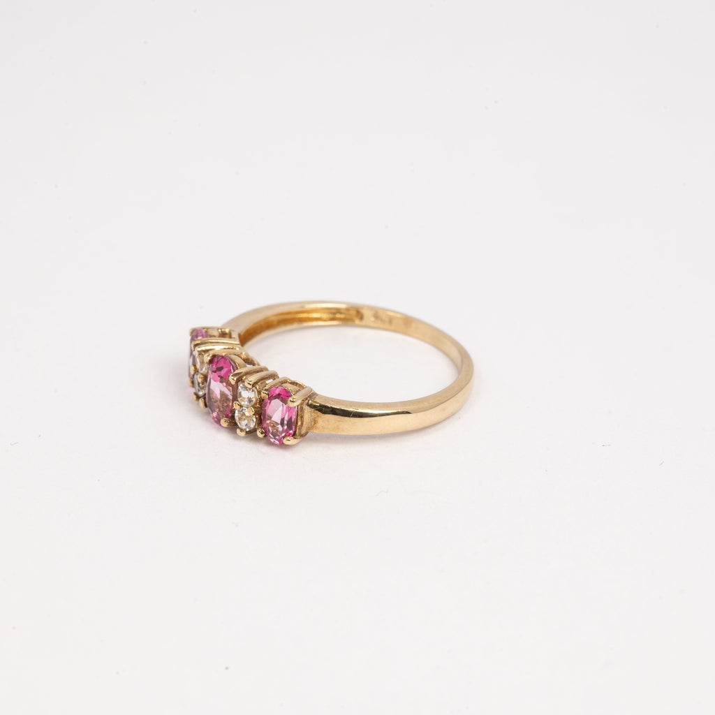 Ladies Pink Topaz & CZ Ring